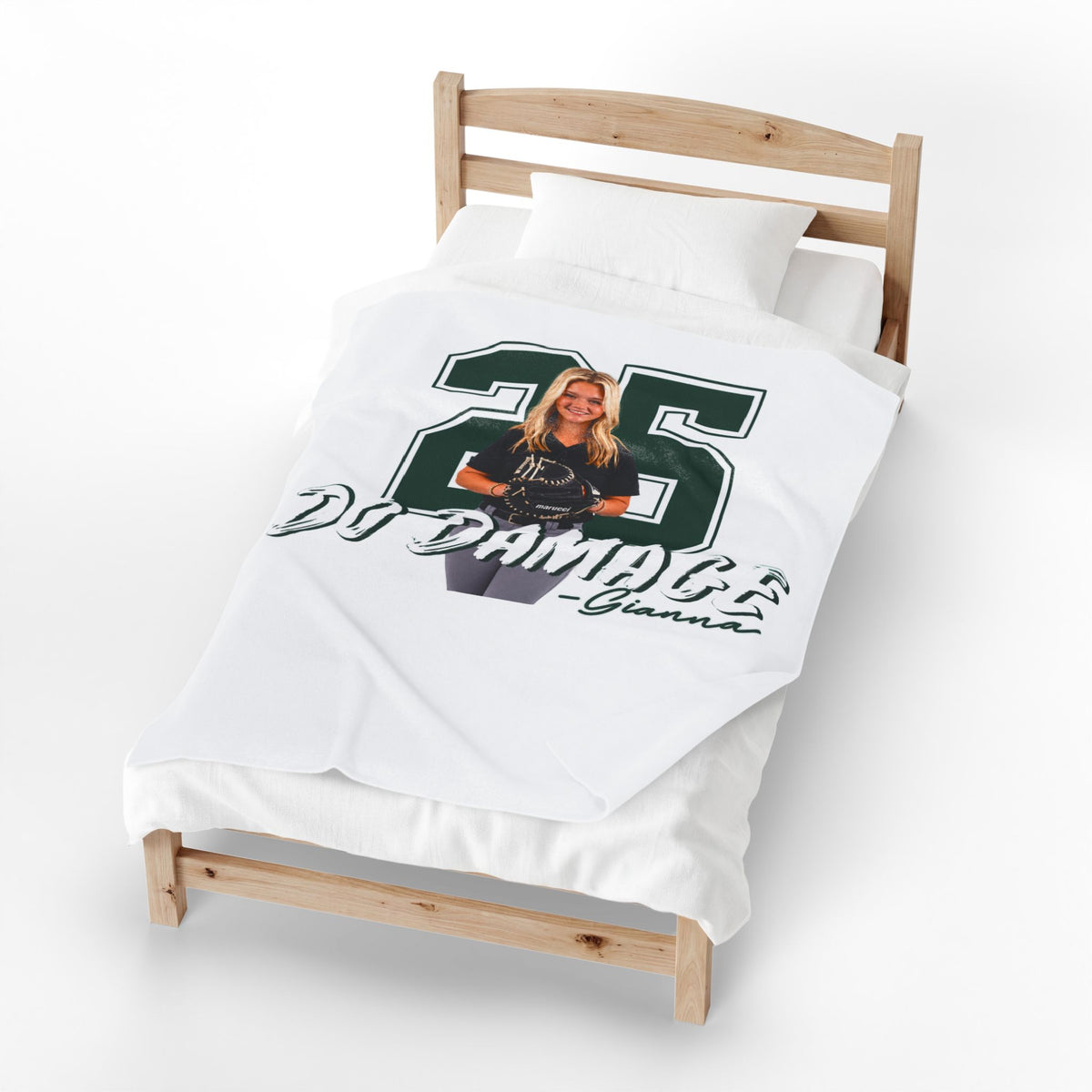 Personalized Sports Photo Plush Blanket — (Gianna)