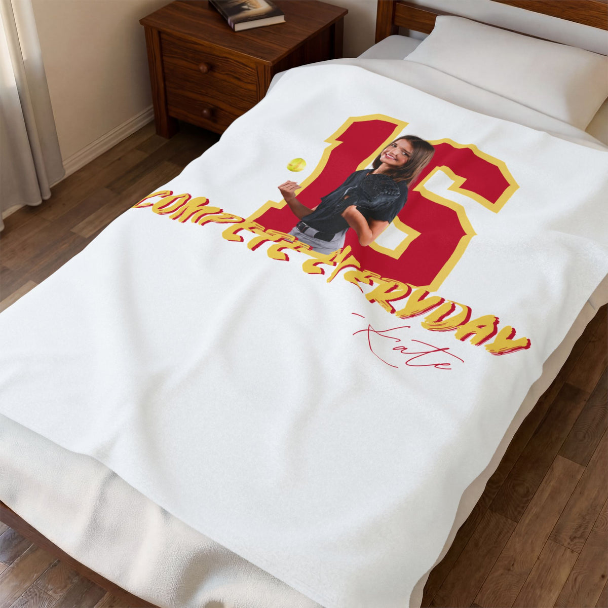 Personalized Sports Photo Plush Blanket — (Kate)