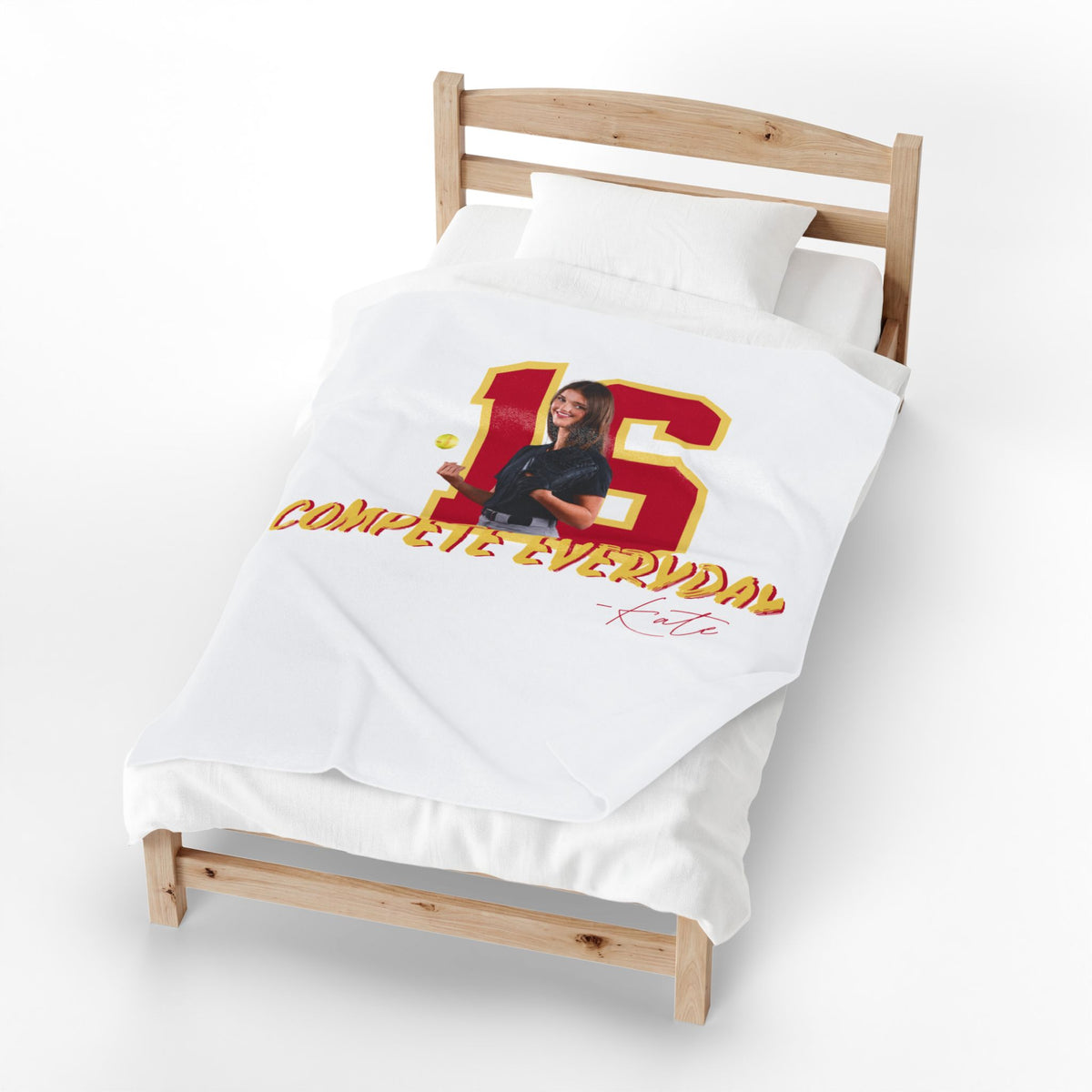 Personalized Sports Photo Plush Blanket — (Kate)