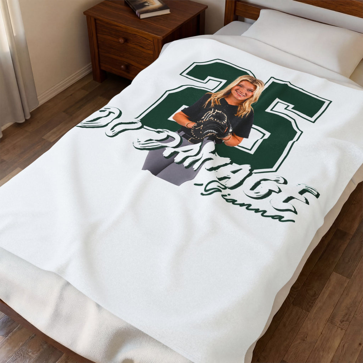 Personalized Sports Photo Plush Blanket — (Gianna)